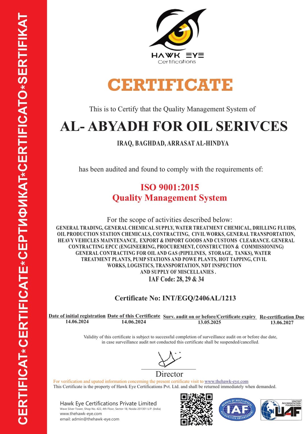 ISO 9001:2015 certificate